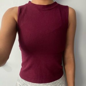 Burgundy Mock Neck Tank Top
